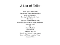 A List of Talks
