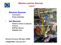 Electron and Ion Sources Layout
