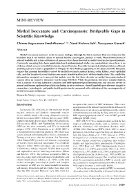 MINI-REVIEW Methyl Isocyanate and Carcinogenesis: Bridgeable Gaps in Scientific Knowledge