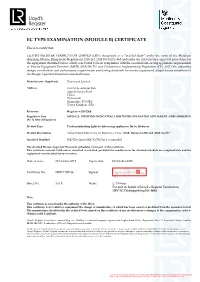 Module B) Certificate