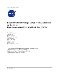 Final Report of the EVA Walkback Test (EWT)