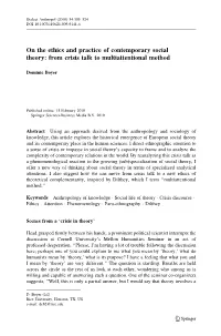 On the Ethics and Practice of Contemporary Social Theory: from Crisis Talk to Multiattentional Method