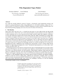 Why Dependent Types Matter