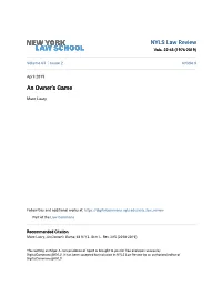 An Owner's Game