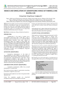 Design and Simulation of Aerodynamic Wings of Formula One Racing Car