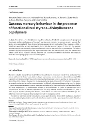 Gaseous Mercury Behaviour in the Presence of Functionalized Styrene–Divinylbenzene Copolymers