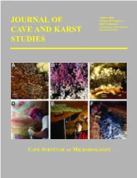 Journal of Cave and Karst Studies Editor Malcolm S
