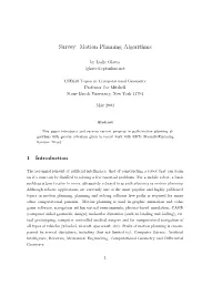 Motion Planning Algorithms