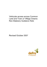 Non-Statutory Guidance Note on Vehicular