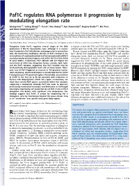 Paf1c Regulates RNA Polymerase II Progression by Modulating Elongation Rate
