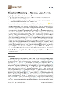 Phase Field Modelling of Abnormal Grain Growth
