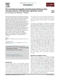 The Basolateral Amygdala and Lateral Hypothalamus Bias Learning