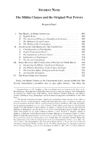 The Militia Clauses and the Original War Powers