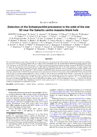 Detection of the Schwarzschild Precession in the Orbit of the Star S2 Near the Galactic Centre Massive Black Hole GRAVITY Collaboration:? R