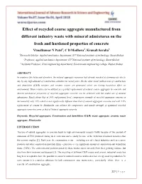 Effect of Recycled Coarse Aggregate Manufactured from Different Industry