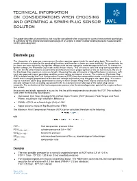Technical Information on Considerations When Choosing and Operating a Spark-Plug Sensor Solution