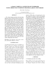 A Cross-Varietal Continuum of Unstressed Vowel Reduction: Evidence from Bulgarian and Turkish