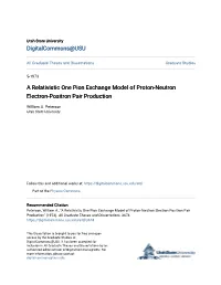 A Relativistic One Pion Exchange Model of Proton-Neutron Electron-Positron Pair Production