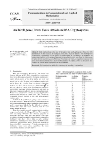 CCAM an Intelligence Brute Force Attack on RSA Cryptosystem