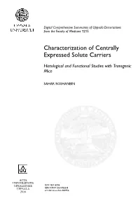 Characterization of Centrally Expressed Solute Carriers