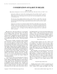 Conservation of Karst in Belize
