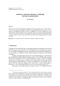 Minimal and Non-Minimal Answers to Yes-No Questions