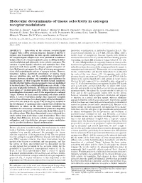 Molecular Determinants of Tissue Selectivity in Estrogen Receptor Modulators