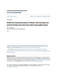 Smoke-Free Environment Policy in Vietnam: What Did People See and How Did They React When They Visited Various Public Places