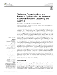 Technical Considerations and Protocol Optimization for Neonatal Salivary Biomarker Discovery and Analysis
