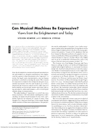 Can Musical Machines Be Expressive? 449