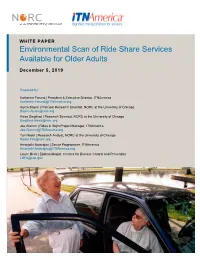 Environmental Scan of Ride Share Services Available for Older Adults