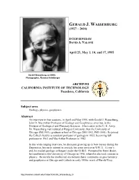 Interview with Gerald J. Wasserburg