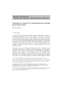 Preparing the Ground for Constitutionalization Through Reconciliation Work