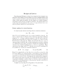 Reciprocal Lattice