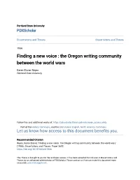The Oregon Writing Community Between the World Wars