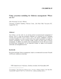 Using Ecosystem Modeling for Fisheries Management and Marine