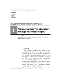 1 Naming Names: the Etymology of Fungal Entomopathogens