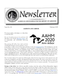 Issue No.122 February 2020 AAHM in ANN ARBOR