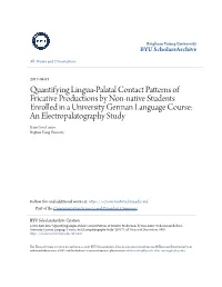 Quantifying Lingua-Palatal Contact Patterns of Fricative Productions By