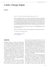 A Checklist of Norwegian Tardigrada