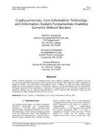 Cryptocurrencies: Core Information Technology and Information System Fundamentals Enabling Currency Without Borders