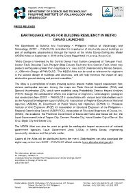 Earthquake Atlas for Building Resiliency in Metro Davao Launched