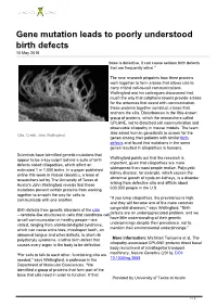 Gene Mutation Leads to Poorly Understood Birth Defects 10 May 2016