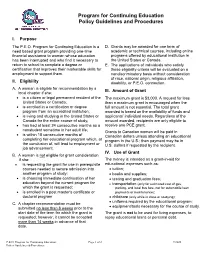 Program for Continuing Education Policy Guidelines and Procedures