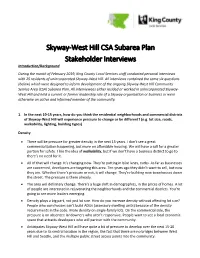 Skyway-West Hill CSA Subarea Plan Stakeholder Interviews