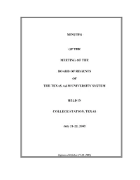 The Texas A&M University System, Meeting of the Board of Regents