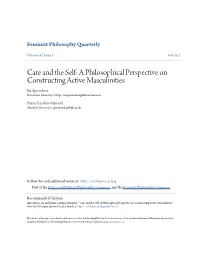 A Philosophical Perspective on Constructing Active Masculinities Iva Apostolova Dominican University College, Iva.Apostolova@Dominicanu.Ca