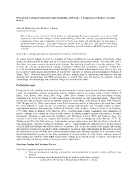 Professional Learning Communities and Communities of Practice: a Comparison of Models, Literature Review