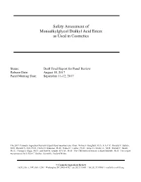 Safety Assessment of Monoalkylglycol Dialkyl Acid Esters As Used in Cosmetics