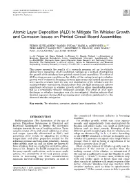 Atomic Layer Deposition (ALD) to Mitigate Tin Whisker Growth and Corrosion Issues on Printed Circuit Board Assemblies